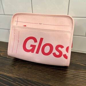 Glossier Pink and Red Beauty Bag